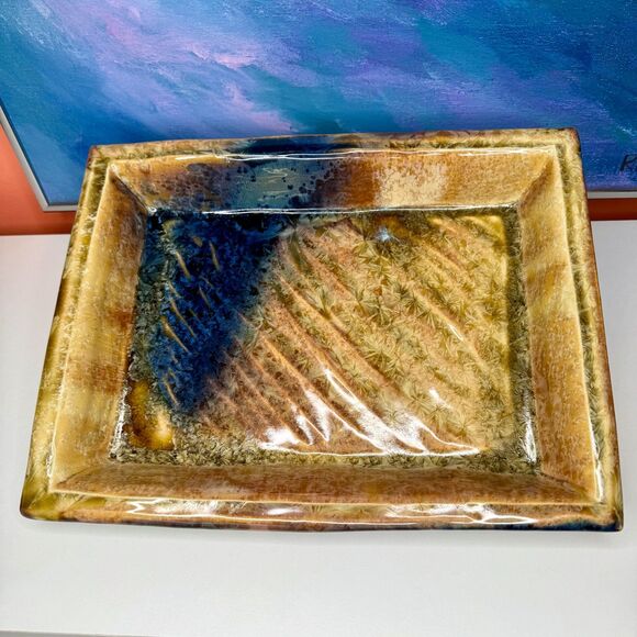 Bill Campbell Crystaline Glaze Serving Tray Signed Studio Pottery Rectangular - Picture 1 of 13